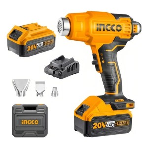 Pistola De Calor Inalambrica Bat + Cargador Ingco Hgli20025 Color Naranja