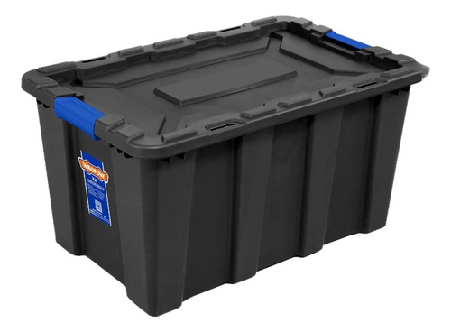 Caja Contenedor Plastico Apilable Negro 80lt Wadfow Wtb3380