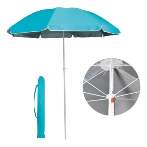 Sombrilla De Playa Celeste 145cm Con Filtro Uv Y Bolsa