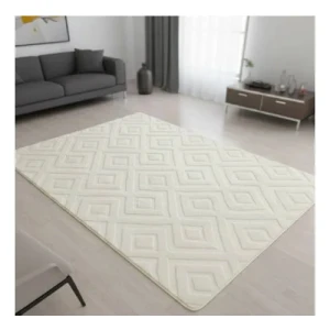 Alfombra De Área Con Relieves 160x230cm Crema