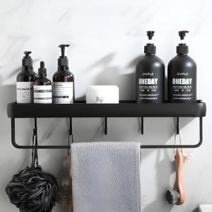 Estante Para Baño Minimalista Con Toallero Y Ganchos