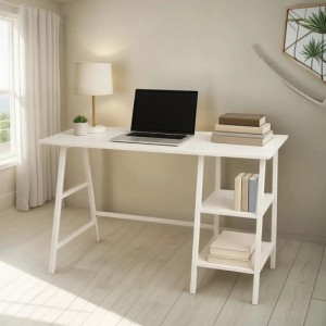 Escritorio 3 Estantes Estilo Caballetes Minimalista Moderno