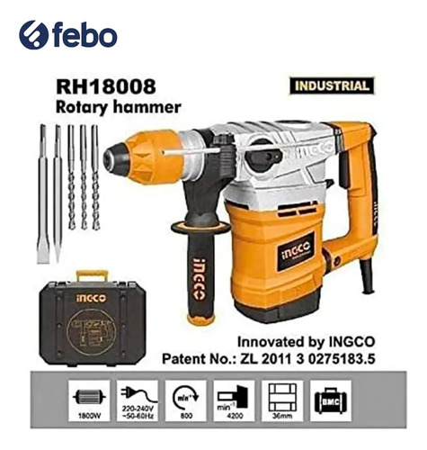 Rotomartillo Ingco 1800w 850rpm 7 Joule - Imagen 4