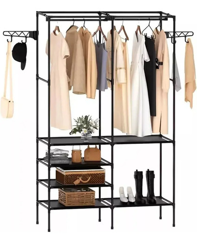 Ropero Multifuncional Doble Con Perchero Y Estantes - Imagen 7