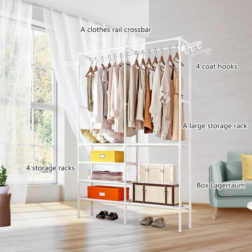 Ropero Multifuncional Doble Con Perchero Y Estantes - Imagen 3