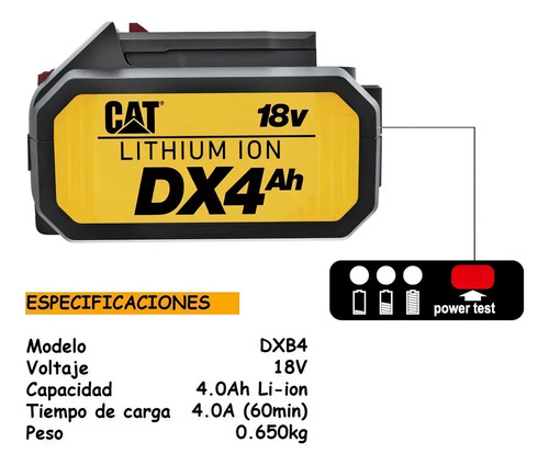 Batería Cat 18 Volt 4.0 Amp. Dxb4 - Imagen 2