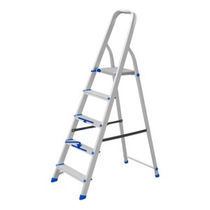 Escalera Familiar Aluminio 5 Escalones 120kg Wadfow Wld3h05 Color Plateado