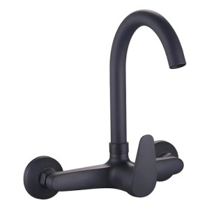 Goldex Monocomando Cocina De Pared 20cm 8'' Negro Mate