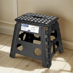 Banqueta Banco Plegable Escalera Plastico Reforzado 32 Cm Negro- Garageimpo