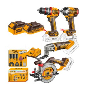 Kit Herramientas Ingco 20v Sin Carbones, 2 Baterías