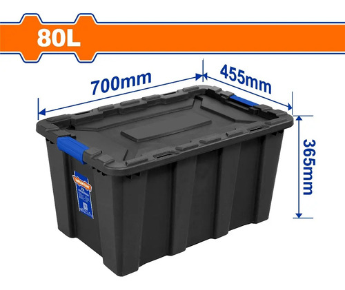 Caja Contenedor Plastico Apilable Negro 80lt Wadfow Wtb3380 - Imagen 2