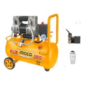 Compresor 24lt 1.5hp Libre De Aceite Bajo Ruido Ingco Color Amarillo Fase Eléctrica Monofásica Frecuencia 50-60