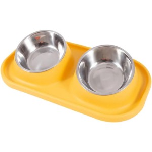 Plato Comedero Bebedero Mascotas Acero Antideslizante Perros