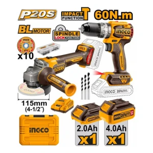 Amoladora 20v + Taladro Percutor +2 Baterias Ingco Ckli20273