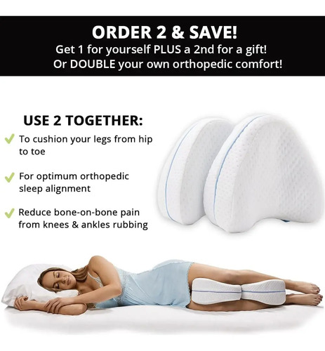 Almohada De Rodilla Y Piernas Ortopédica Viscoelástica T L C - Imagen 3