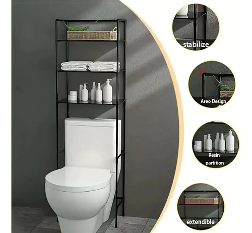 Mueble Organizador Water Inodoro De Metal Baño 3 Estantes - Imagen 3