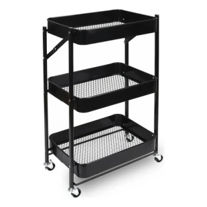 Organizador Plegable Carro 3 Estantes Metálico Con Ruedas