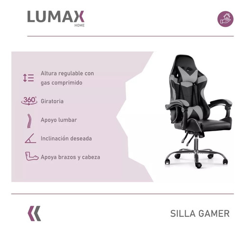 Silla Gamer Lumax Modelo Rom Multiples Colores - Imagen 10