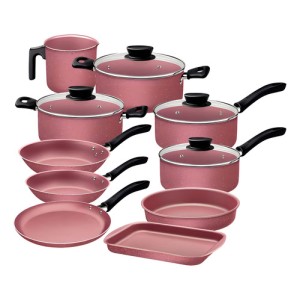 Juego De Batería De Cocina Tramontina 10 Piezas Linz Rosa