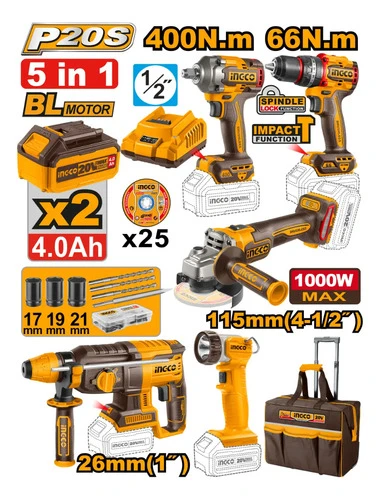 Kit Brushless Motor C/bate/carg Bolso Y Acc Ingco Ckli2059 - Imagen 3