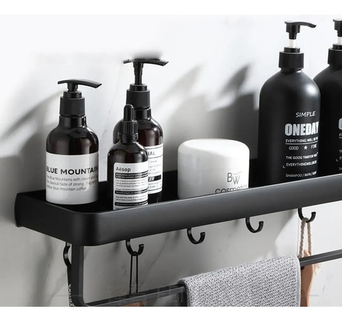 Estante Para Baño Minimalista Con Toallero Y Ganchos - Imagen 4