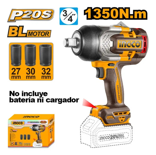 Llave De Impacto Inalámbrica Ingco Industrial Ciwli201351 - Imagen 5