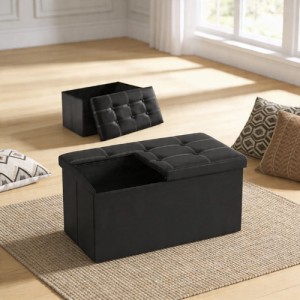 Banco Puff Baúl Plegable Capitoneado 76x37x37cm