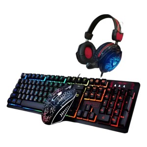 Kit Teclado + Raton Y Auriculares Gamer Iluminación Rgb Pc