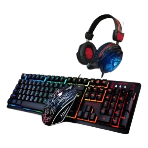 Kit Teclado + Raton Y Auriculares Gamer Iluminación Rgb Pc