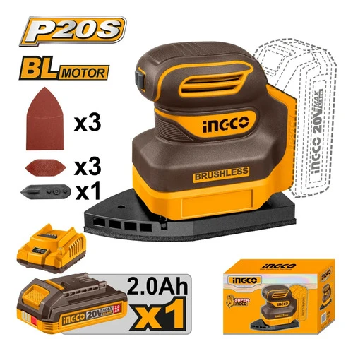 Lijadora Orbital Delta A Bateria 20v Ingco Cpsli20241 - Imagen 2