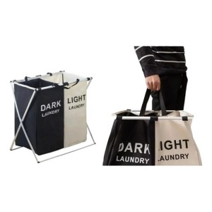 Canasto Tela Doble Ropa Sucia Cesto Organizador