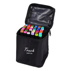 Set Marcadores Doble Punta Teloconsigo 36 Colores Tinta Alcohol Negro