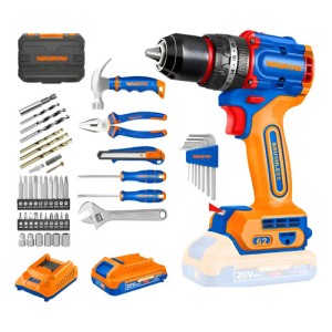 Kit Taladro C/percutor C/2 Bat 2ah + 91 Herramientas Wadfow