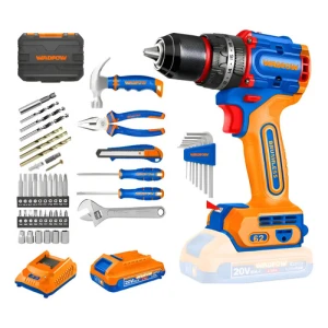 Kit Taladro C/percutor C/2 Bat 2ah + 91 Herramientas Wadfow