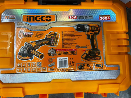 Combo Atornillador C Percutor (cidli20602) Mas Amoladora (cagli21154) 2 Bat Carg Mas Valija Ingco Ckli20273 Naranja Claro 50hz/60hz - Imagen 5